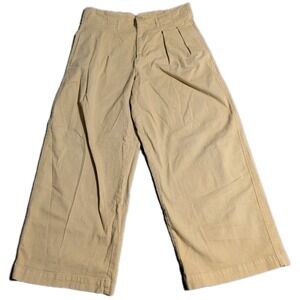 Maeve Anthropologie Cropped Wide Leg Pants Womens 4 Tan Pleated High Rise